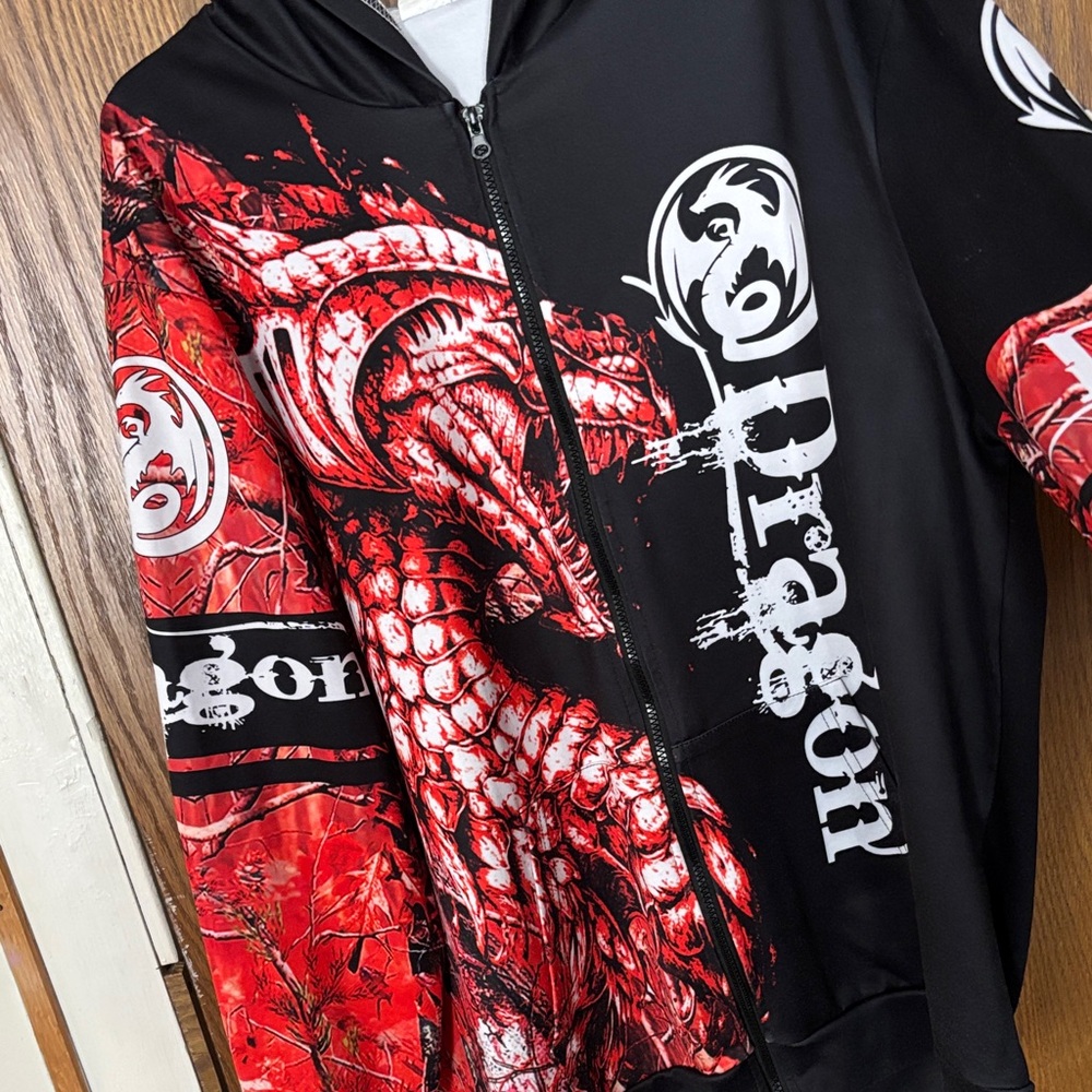 Red and Black Dragon Graphic Hoodie